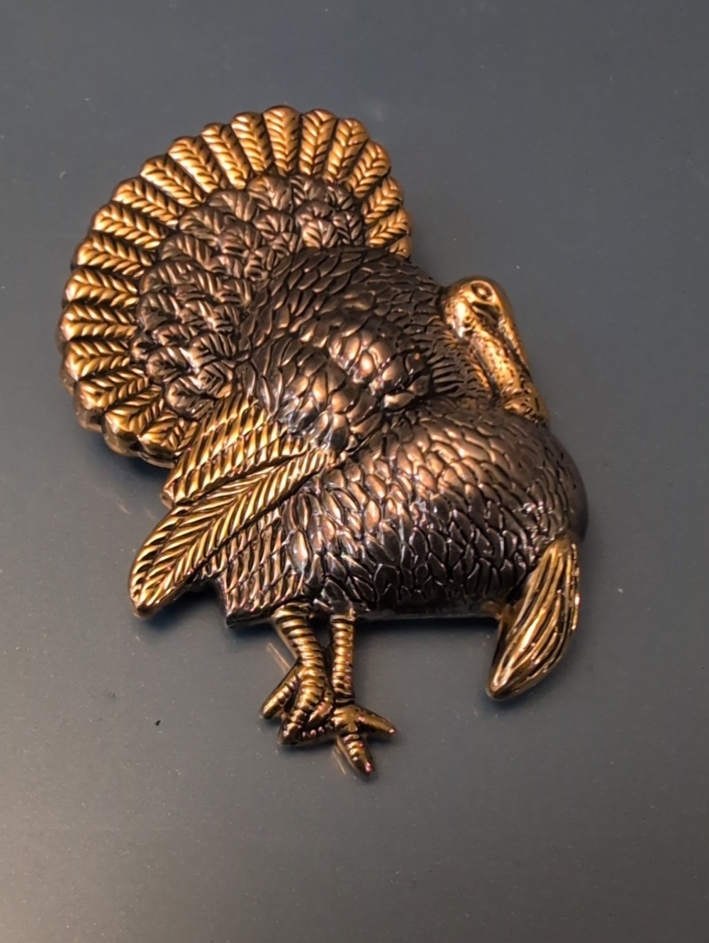 Vintage Bronze-Tone Turkey Brooch/Pendant